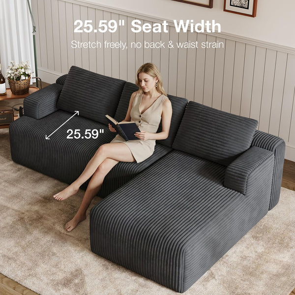 L-Shaped Modular Sectional Sofa with Coil Support