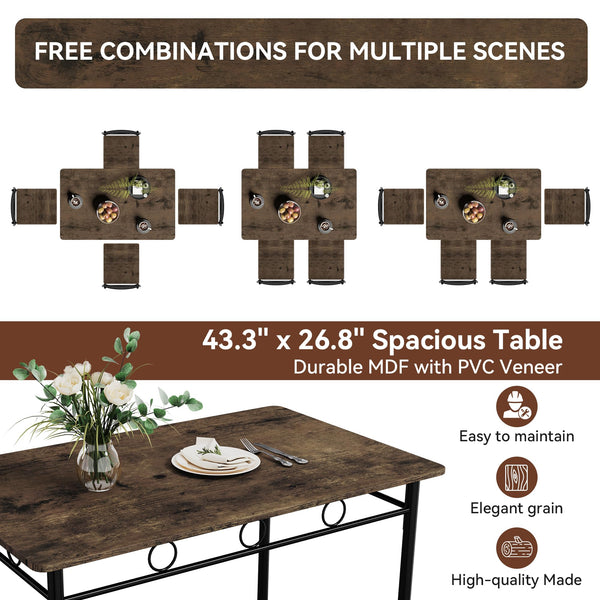 5-Piece Dining Table Set with 4 Chairs