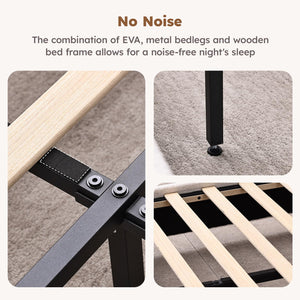 Boucle Upholstered Bed Frame with Adjustable Headboard