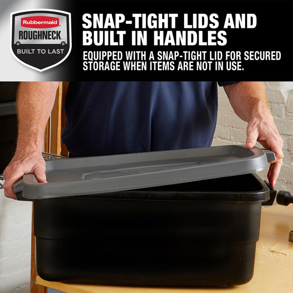 Heavy Duty Plastic Storage Totes with Lids – Stackable Bins