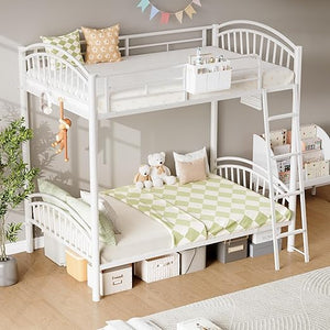 Twin Over Twin Metal Bunk Bed with Storage