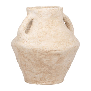 Paper Mache Amphora Vase with Handles – 14 Inch, White