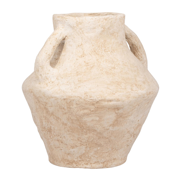 Paper Mache Amphora Vase with Handles – 14 Inch, White