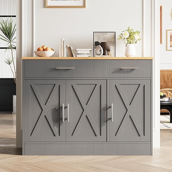 43" Sideboard Buffet Cabinet with Drawers and Adjustable Shelves