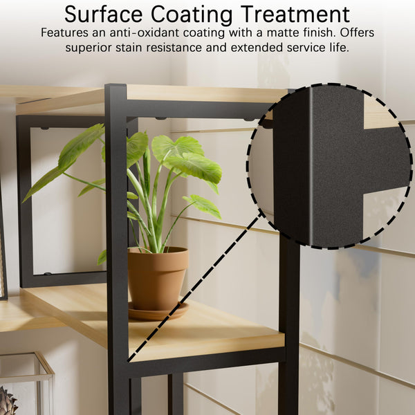 6-Tier Deformable Corner Bookshelf with Metal Frame