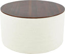 Round Storage Ottoman with Wood Top