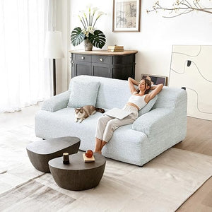 Corduroy Loveseat Sofa with Wide Curved Armrests