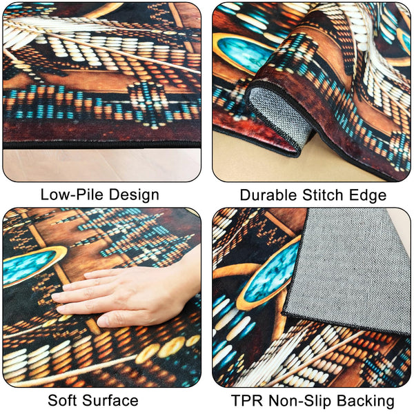 Southwestern Aztec Area Rug – Washable, Non-Slip, Multi-Size