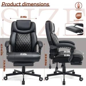 Big and Tall Reclining Office Chair 600 lbs – High Back Ergonomic with Lumbar Support & Footrest