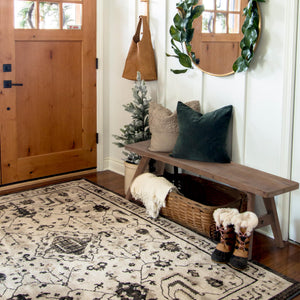 Farmhouse Wood Bench – Solid Wood Entryway & Dining Bench