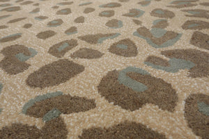 Hand-Tufted Leopard Print Wool Area Rug – Tan & Brown, Multiple Sizes