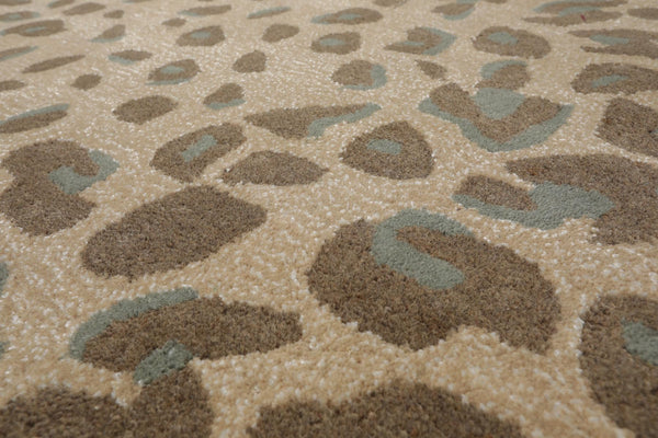 Hand-Tufted Leopard Print Wool Area Rug – Tan & Brown, Multiple Sizes