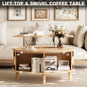 Round Lift Top Coffee Table with Storage