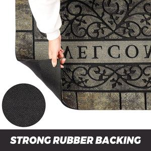 Heavy Duty Rubber Welcome Mat – Non-Slip, Outdoor, 24" x 36"