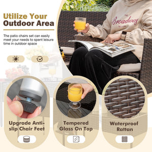4-Piece Outdoor Patio Furniture Set – Rattan Wicker Chairs with Table