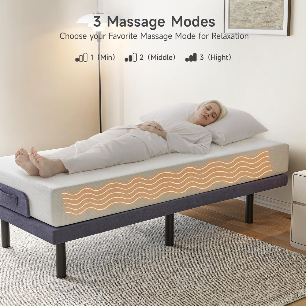 Adjustable Electric Bed Frame with Wireless Remote & Massage