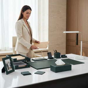 11-Piece PU Leather Desk Organizer Set