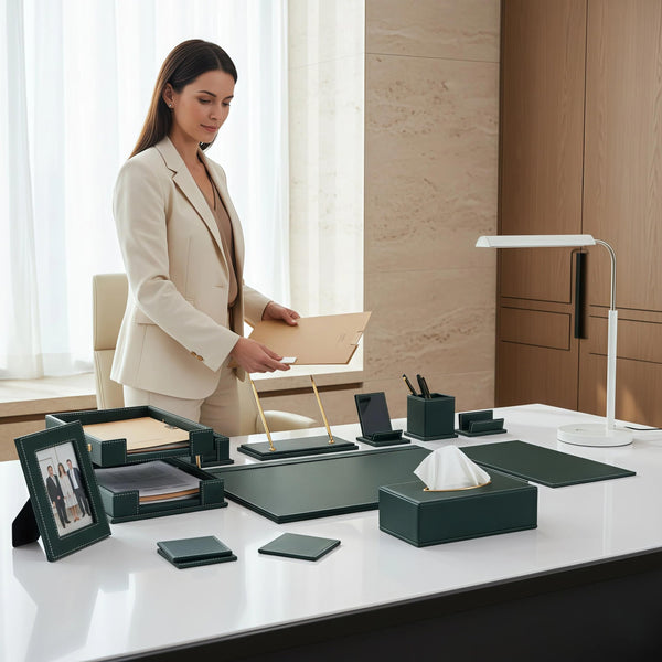 11-Piece PU Leather Desk Organizer Set
