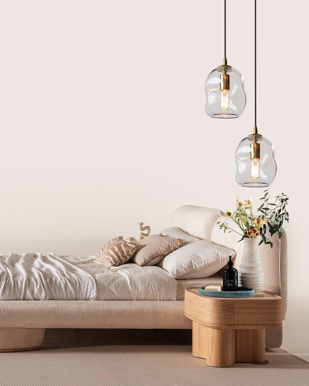Hand Blown Glass Globe Pendant Light – Clear & Gold
