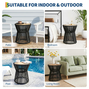 Outdoor Round Woven Side Table