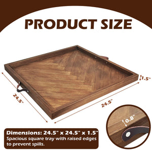 Large Wooden Ottoman Tray with Handles