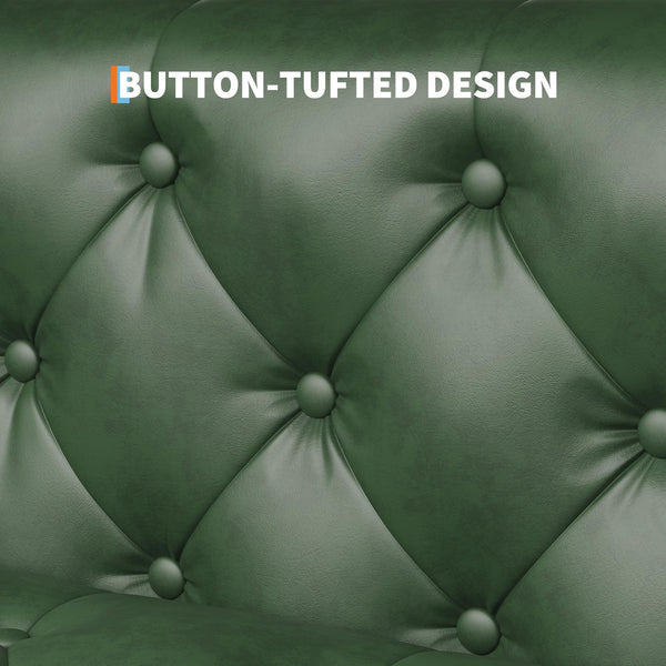 81" Button-Tufted PU Leather 3-Seater Sofa