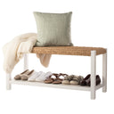 40-Inch Wood Storage Bench with Woven Rope Seat
