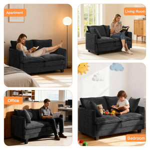 50" Loveseat Sofa with Deep Seat and Pillows