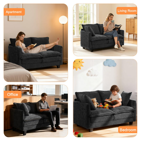 50" Loveseat Sofa with Deep Seat and Pillows