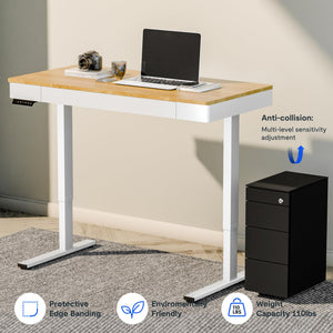 Electric Height-Adjustable Standing Desk with Drawer