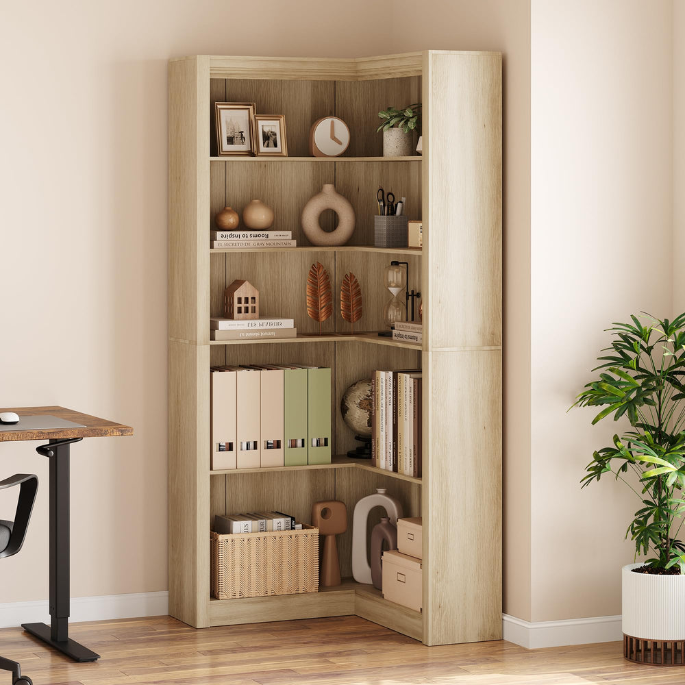 L-Shaped 5-Tier Corner Bookshelf