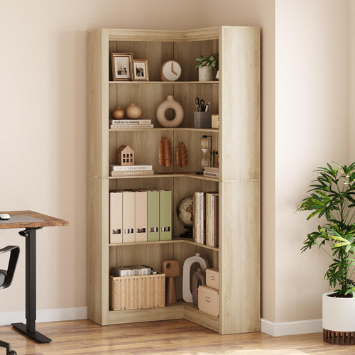 L-Shaped 5-Tier Corner Bookshelf