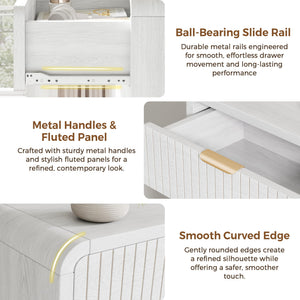 Fluted 5-Drawer Dresser – White