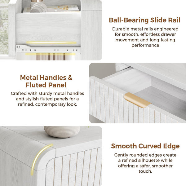 Fluted 5-Drawer Dresser – White