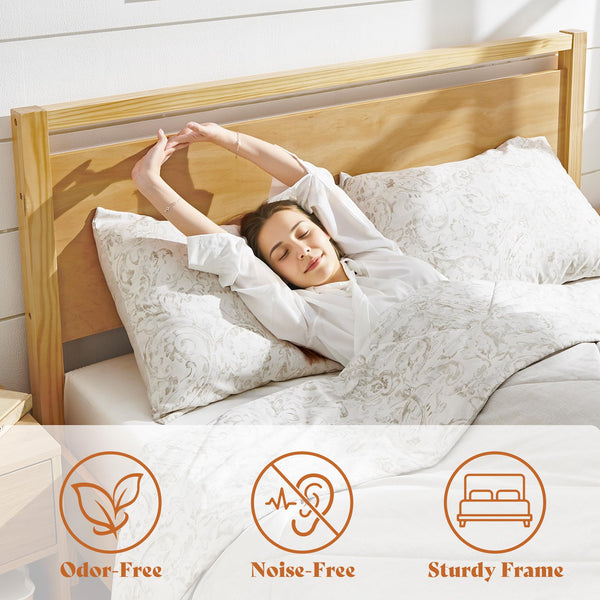 3-Piece Solid Wood Bedroom Set with Platform Bed & Nightstands