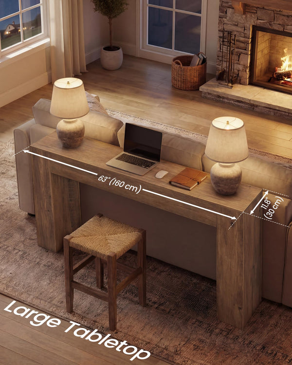 U-Shaped Console Table with Thick Tabletop