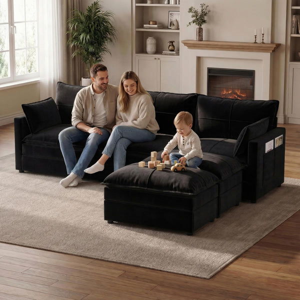 L-Shaped Sectional Sofa with Reversible Chaise & Deep Seat