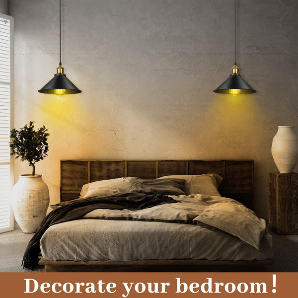 Black Industrial Dome Pendant Light Set of 12