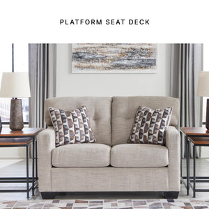 Contemporary Tufted Loveseat – Beige Polyester Upholstery