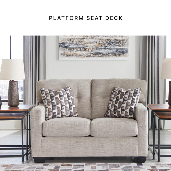 Contemporary Tufted Loveseat – Beige Polyester Upholstery