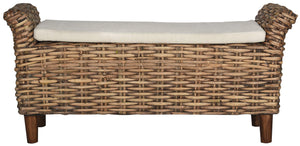 Handwoven Accent Bench – Mango Wood & Kretes Fiber