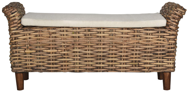 Handwoven Accent Bench – Mango Wood & Kretes Fiber