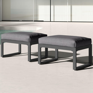 2-Piece Aluminum Outdoor Patio Ottoman Set - Grey