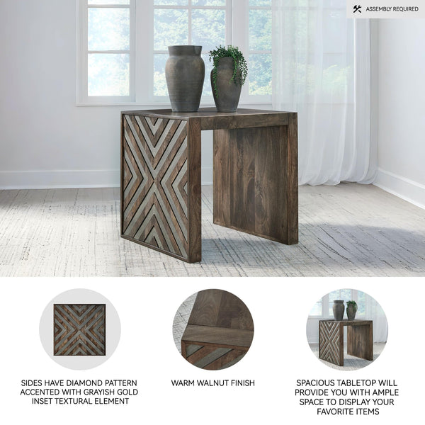 Rustic End Table with Diamond Pattern