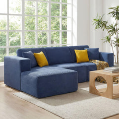 Modular L-Shape Sectional Sofa with Chaise – Deep Seat Corduroy, No Assembly