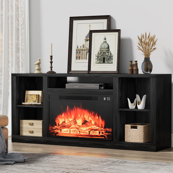 Electric Fireplace TV Stand with Storage, 58 Inch