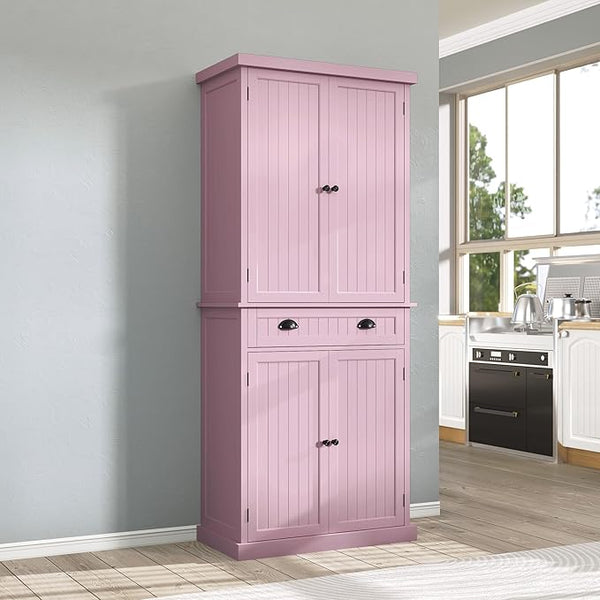 72" Tall Kitchen Pantry Cabinet with Drawer & Adjustable Shelves