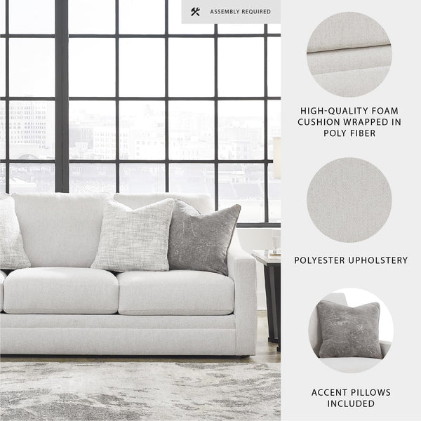 Contemporary Light Gray Sofa with Accent Pillows