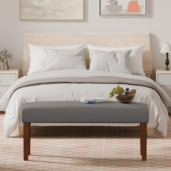 Upholstered Bedroom Bench with Wood Legs