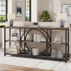 70.9" 3-Tier Console Table | Metal Frame & Wood Shelves
